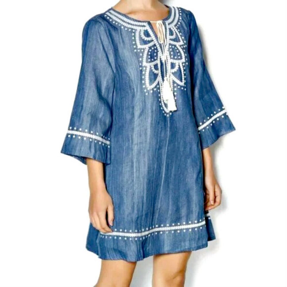 NWOT! UMGEE CHAMBRAY Embroidered TUNIC DRESS